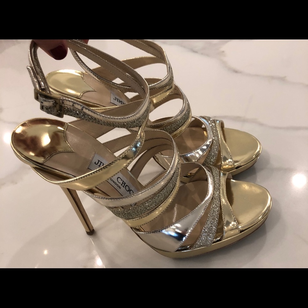 Jimmy choo gold silver heels size 39 worn once